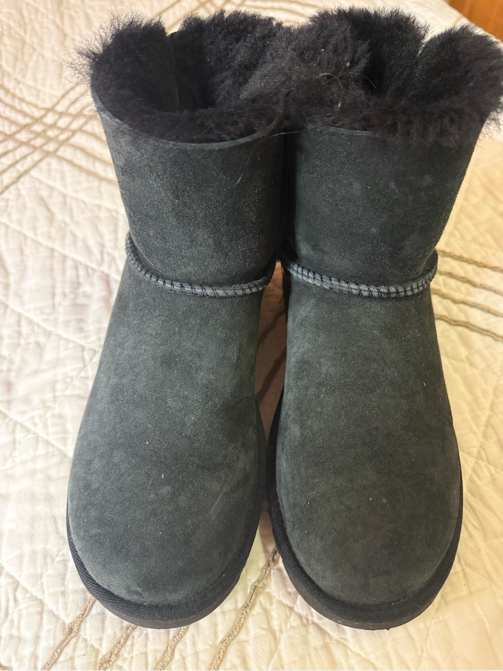 UGG Black Suede Short Shearling Boots